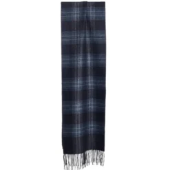 SCIARPA BICOLOR BLU SCURO IN SETA E CASHMERE Check