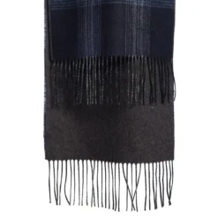 SCIARPA BICOLOR BLU SCURO IN SETA E CASHMERE Check