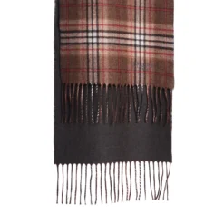 SCIARPA BICOLOR MARRONE IN SETA E CASHMERE Check