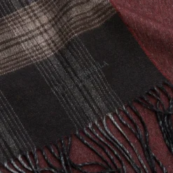 SCIARPA BICOLOR MARRONE IN SETA E CASHMERE Check