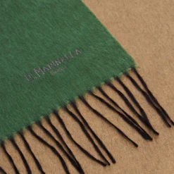 SCIARPA BICOLOR VERDE E BEIGE IN SETA E CASHMERE Tinta unita