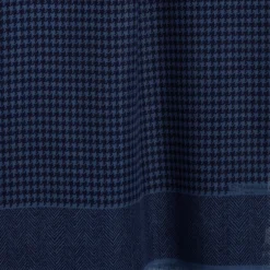 SCIARPA BLU SCURO IN LANA E SETA Pied de poule e spigatino