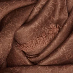 SCIARPA LOGO EM MARRONE CHIARO In lana e cashmere
