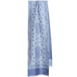 SCIARPA TUBOLARE AZZURRO POLVERE IN SETA TWILL Paisley
