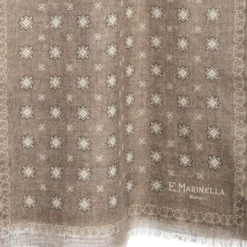 SCIARPA TUBOLARE BEIGE IN LANA E SETA Microfantasia fiore