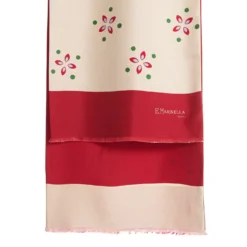 SCIARPA TUBOLARE BEIGE IN SETA TWILL Pois e fiori