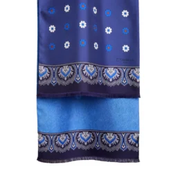 SCIARPA TUBOLARE BLU IN SETA TWILL Floral drift