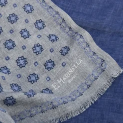SCIARPA TUBOLARE GRIGIO CHIARO IN LANA E SETA Microfantasia fiore