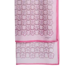SCIARPA TUBOLARE IN VOILE DI COTONE E SETA ROSA Fiore monogram 100