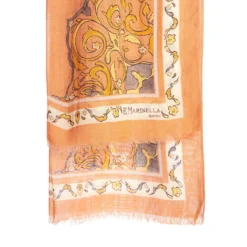 STOLA ARANCIONE IN LANA Fantasia medaglioni