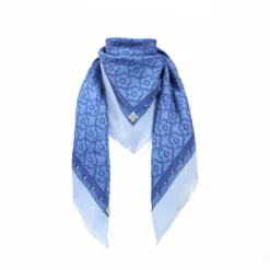 STOLA AZZURRO POLVERE 115 IN LANA, SETA E CASHMERE Fiori d’archivio
