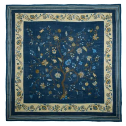 STOLA BLU 140 IN LANA E CASHMERE Albero della vita