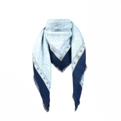 STOLA BLU 115 IN LANA, SETA E CASHMERE Fiori d’archivio
