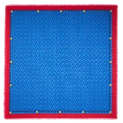 STOLA BLU 115 IN LANA SETA E CASHMERE Fiori d’archivio