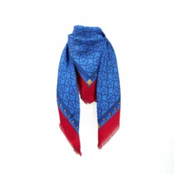 STOLA BLU 115 IN LANA SETA E CASHMERE Fiori d’archivio
