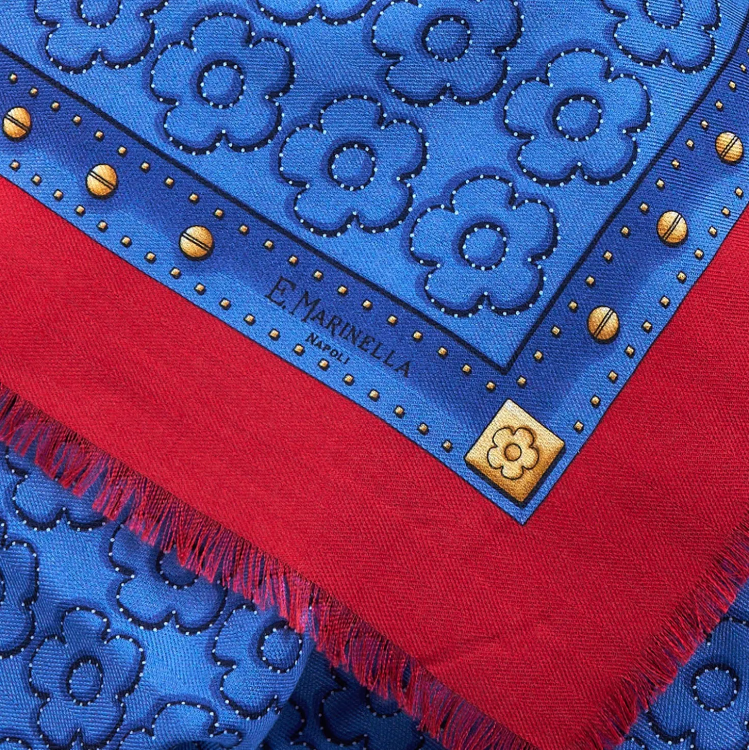 STOLA BLU 115 IN LANA SETA E CASHMERE Fiori d’archivio