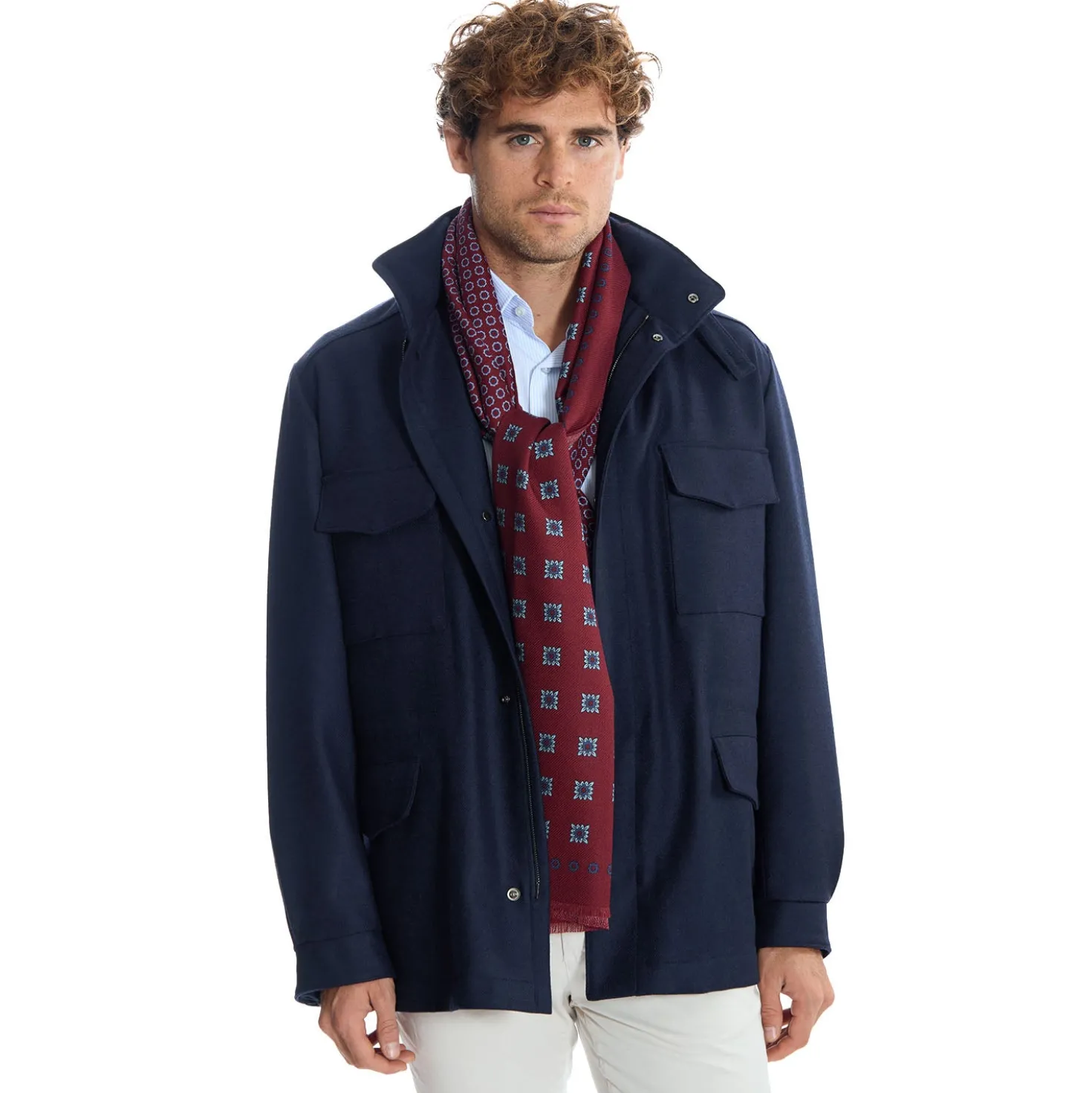 STOLA BORDEAUX IN LANA Decorazioni floreali