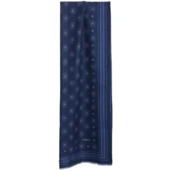 STOLA DARK BLUE IN LANA Decorazioni floreali