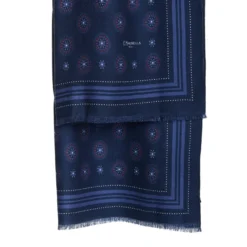 STOLA DARK BLUE IN LANA Decorazioni floreali