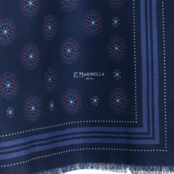 STOLA DARK BLUE IN LANA Decorazioni floreali