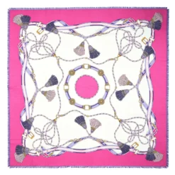 STOLA FUCSIA 115 IN LANA, SETA E CASHMERE Nappine e chiavi