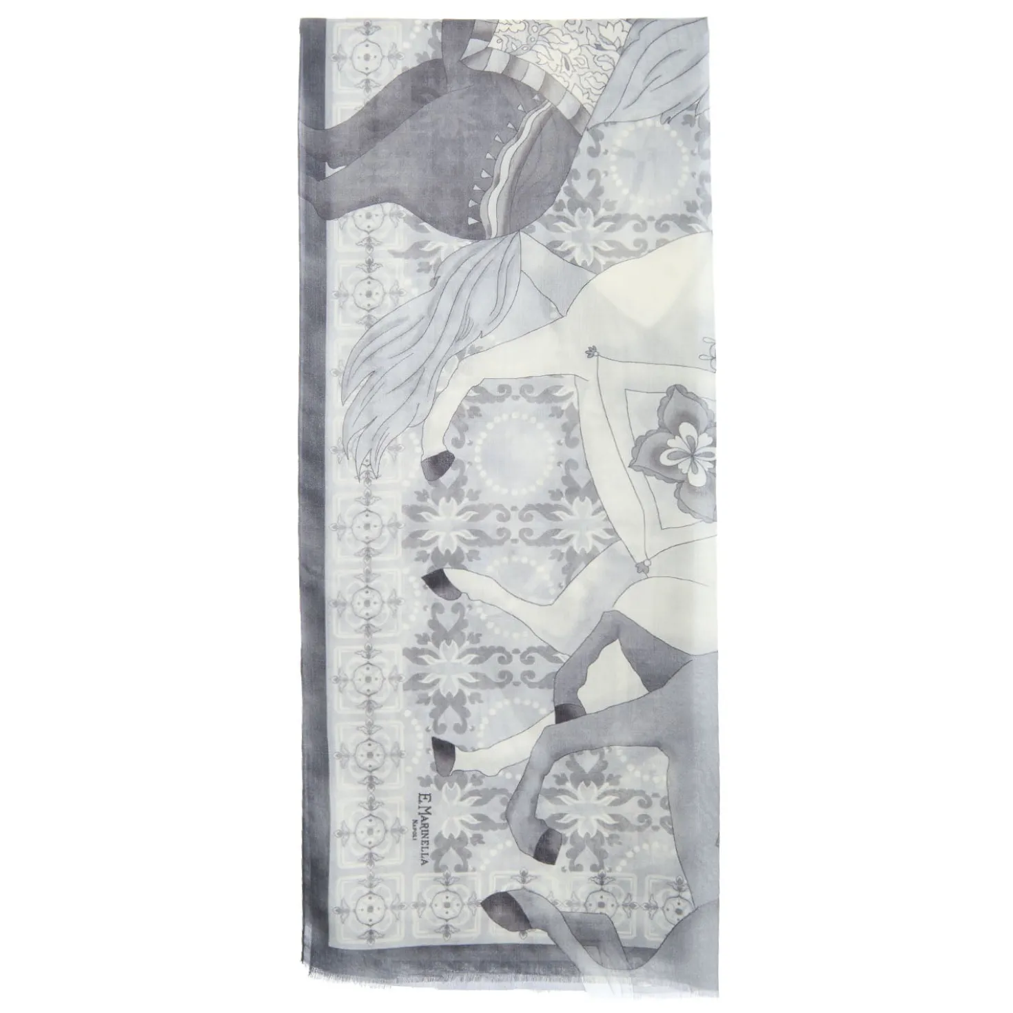 STOLA GRIGIA IN CASHMERE Collezione elefanti