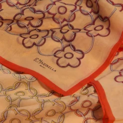 STOLA IN VOILE DI COTONE E SETA ARANCIONE Fiore monogram 100