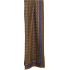 STOLA MARRONE IN LANA Decorazioni floreali