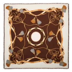 STOLA MARRONE 115 IN LANA, SETA E CASHMERE Nappine e chiavi