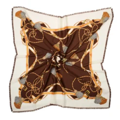 STOLA MARRONE 115 IN LANA, SETA E CASHMERE Nappine e chiavi