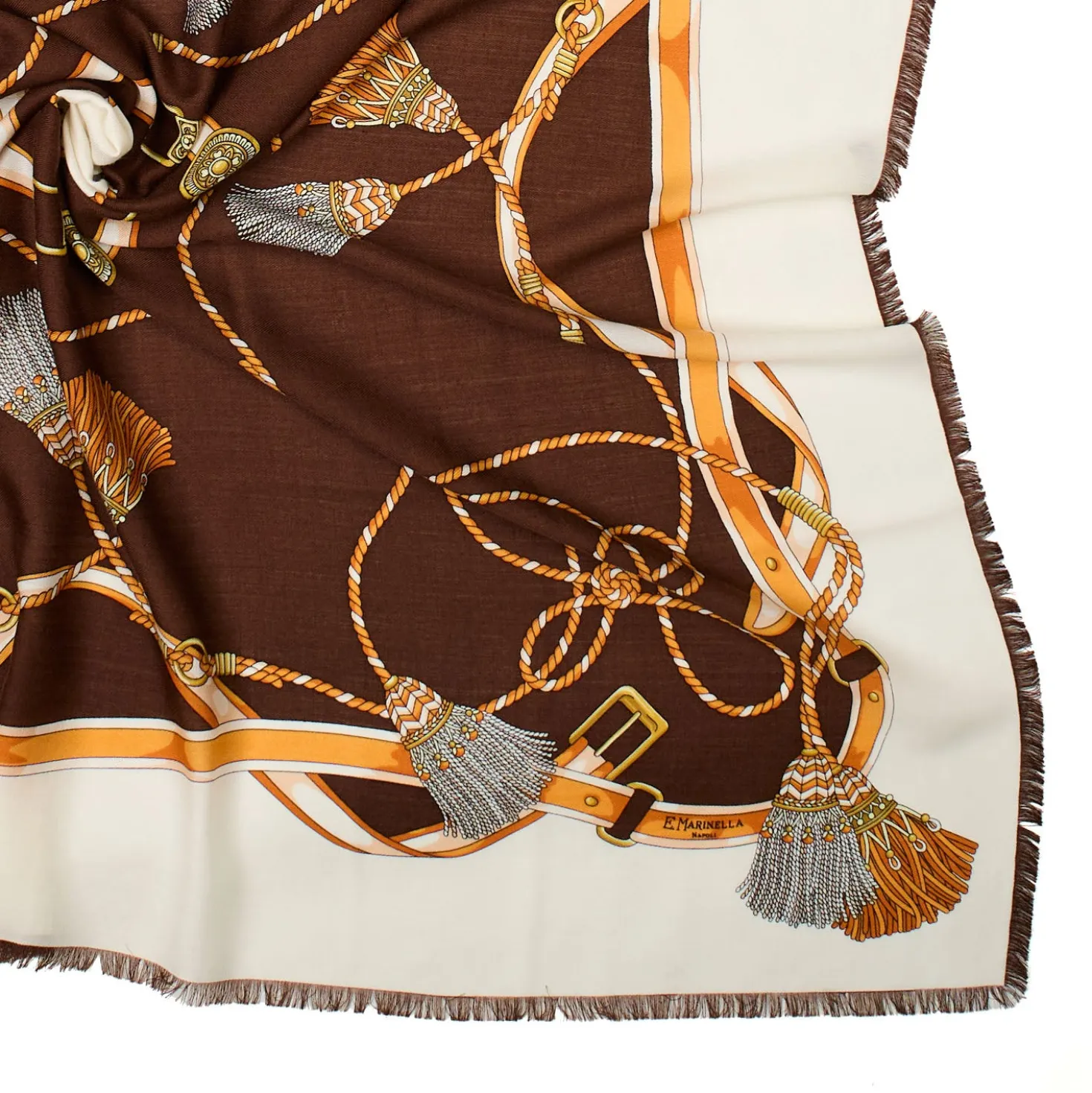 STOLA MARRONE 115 IN LANA, SETA E CASHMERE Nappine e chiavi