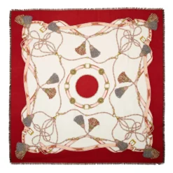 STOLA ROSSA 115 IN LANA, SETA E CASHMERE Nappine e chiavi