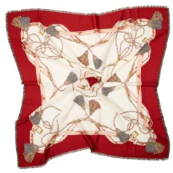 STOLA ROSSA 115 IN LANA, SETA E CASHMERE Nappine e chiavi