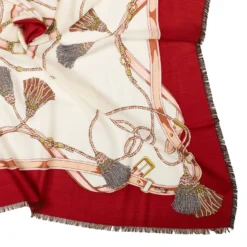 STOLA ROSSA 115 IN LANA, SETA E CASHMERE Nappine e chiavi
