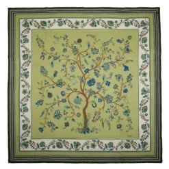 STOLA VERDE OLIVA 140 IN LANA E CASHMERE Albero della vita
