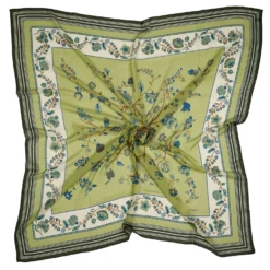 STOLA VERDE OLIVA 140 IN LANA E CASHMERE Albero della vita