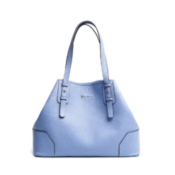 TOTE BAG AZZURRO POLVERE In pelle martellata