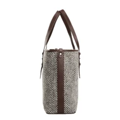 TOTE BAG MARRONE In lana e pelle martellata