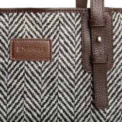 TOTE BAG MARRONE In lana e pelle martellata
