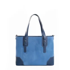 TOTE BAG MIDI AZZURRO POLVERE In suede e pelle
