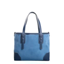 TOTE BAG MIDI AZZURRO POLVERE In suede e pelle
