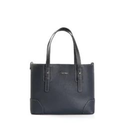 TOTE BAG MIDI BLU SCURO In pelle martellata