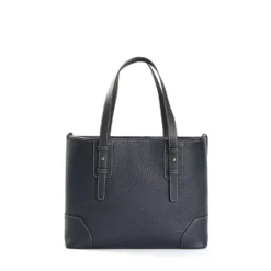 TOTE BAG MIDI BLU SCURO In pelle martellata