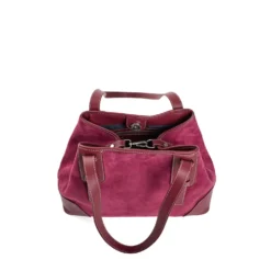 TOTE BAG MIDI BORDEAUX In suede e pelle