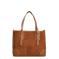 TOTE BAG MIDI COLOR CUOIO In suede e pelle