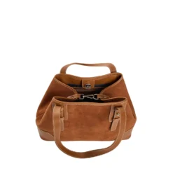 TOTE BAG MIDI COLOR CUOIO In suede e pelle