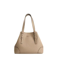 TOTE BAG MIDI COLOR TORTORA In pelle martellata