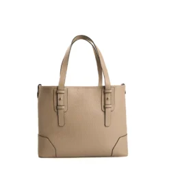TOTE BAG MIDI COLOR TORTORA In pelle martellata