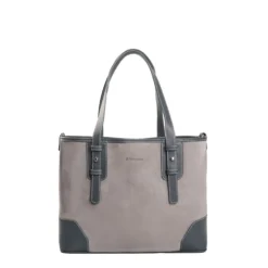 TOTE BAG MIDI GRIGIA In suede e pelle
