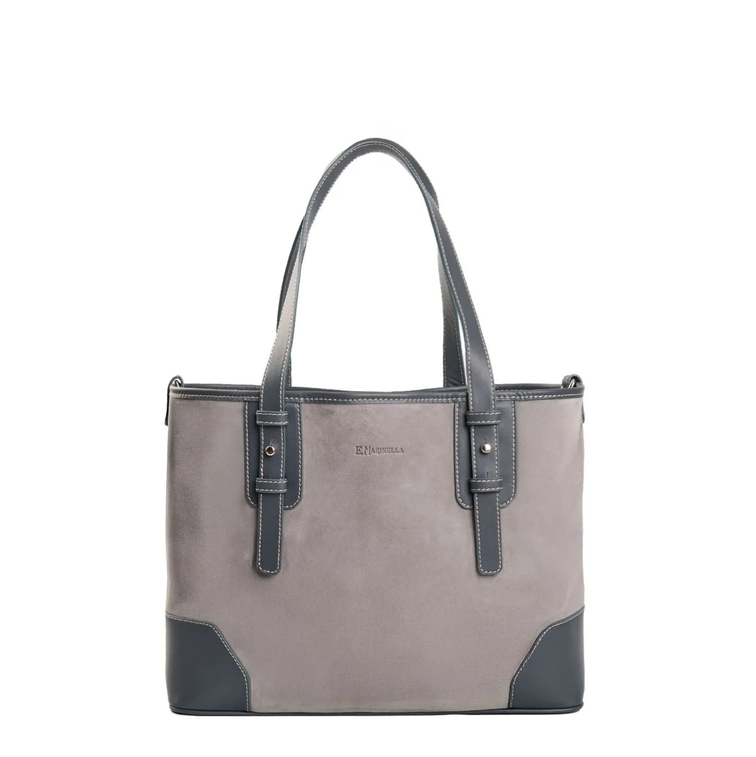 TOTE BAG MIDI GRIGIA In suede e pelle